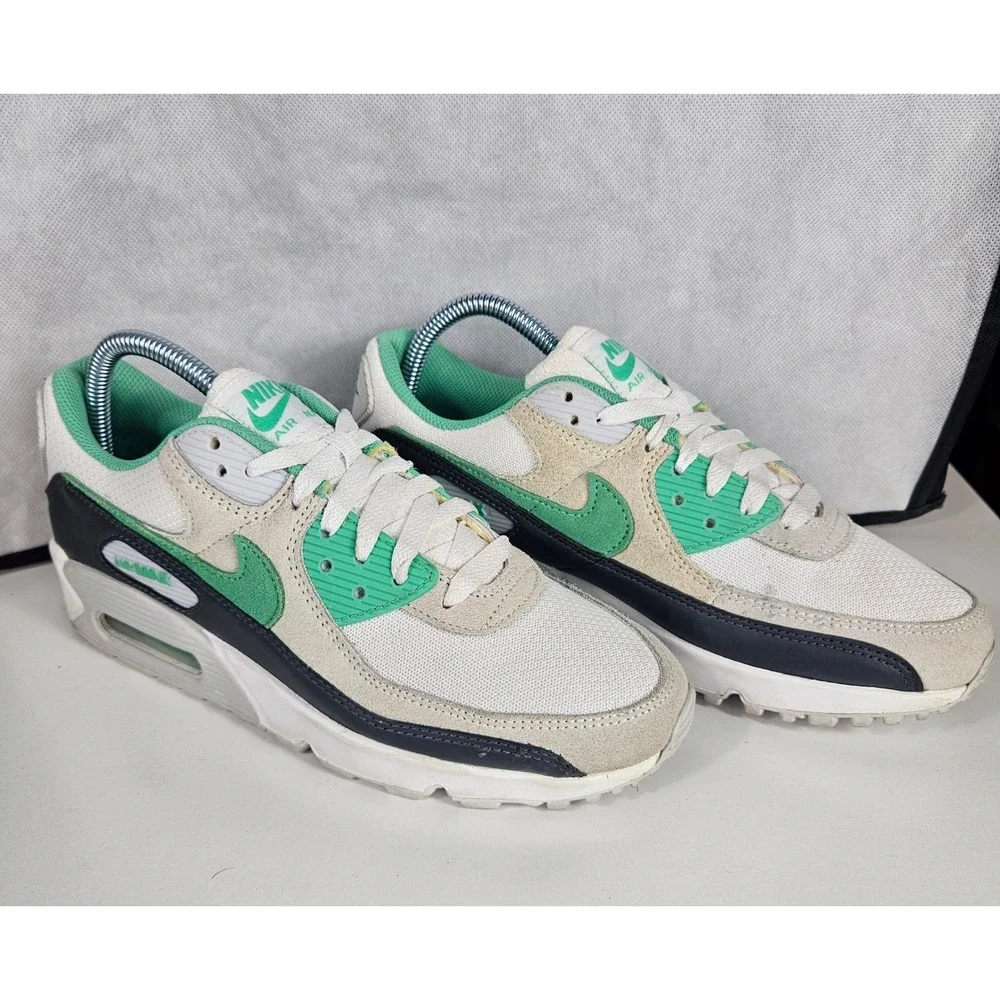 Nike‎ Air Max 90 White Spring Green Anthracite Light Iron Ore Mens 7 Sneakers